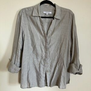 Foxcroft Gray Linen Blouse